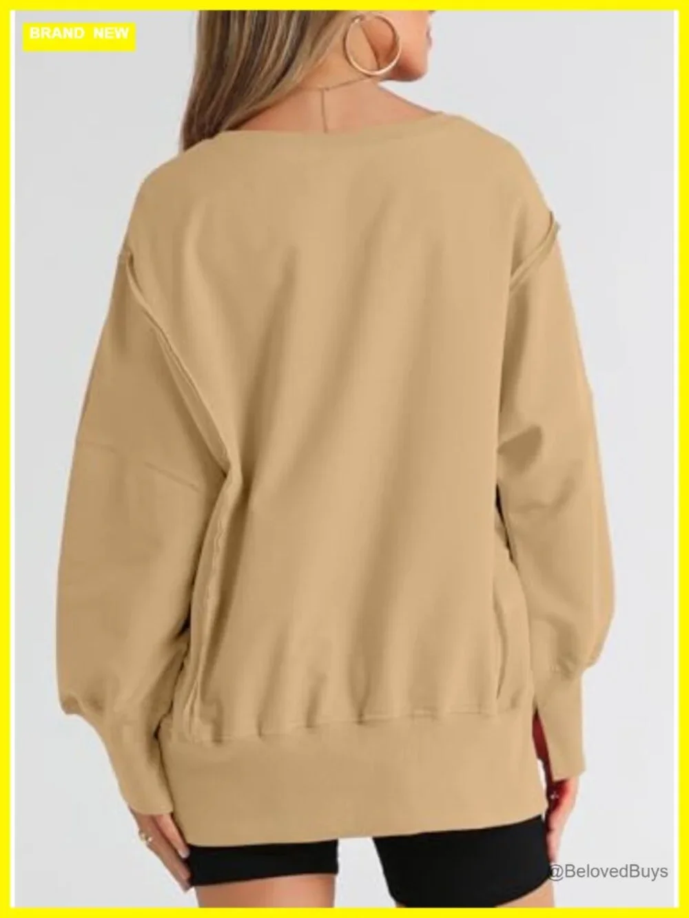 Oversized Reverse Seam Crewneck Long Sleeve Sweatshirt